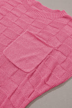 Cargar imagen en el visor de la galería, Bright Pink Lattice Textured Knit Short Sleeve Top