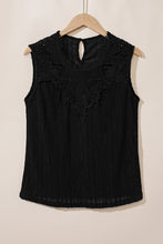 Load image into Gallery viewer, Black Guipure Lace Crochet Keyhole Back Tank Top
