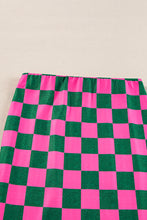 Cargar imagen en el visor de la galería, Rose Checkered Print Side Slit High Waist Midi Skirt