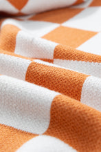 Load image into Gallery viewer, Gold Flame Checkered Split Neck Contrast Kangaroo Pocket Hooded Sweater