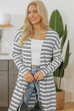 Cargar imagen en el visor de la galería, Black Stripe Print Open Front Duster Cardigan