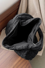 Cargar imagen en el visor de la galería, Black Quilted Zipper Large Shoulder Bag