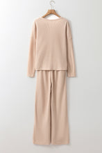 Load image into Gallery viewer, Parchment Textured Long Sleeve T Shirt and Pants Lounge Set