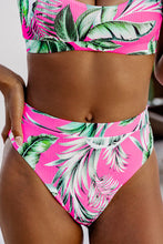 Load image into Gallery viewer, Rose Tropical Print Textured Bikini Bottoms
