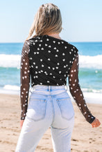 Load image into Gallery viewer, Black Heart Shape Mesh Patchwork Square Neck Bodysuit