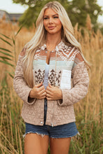 Load image into Gallery viewer, Light French Beige Aztec Quilted Patchwork Western Fashion Jacket