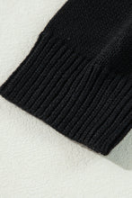 Cargar imagen en el visor de la galería, Black Floral Print Knitted Open Front Loose Cardigan