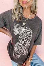 Cargar imagen en el visor de la galería, Medium Grey Vintage Cheetah Printed Mineral Wash Graphic Tee