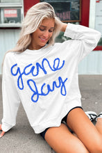 Load image into Gallery viewer, White Tinsel Game Day Drop Shoulder Graphic Sweatshirt