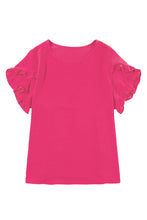 Load image into Gallery viewer, Bright Pink Ruffled Short Sleeve Plus Size Top