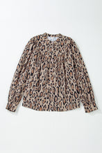 Cargar imagen en el visor de la galería, Light French Beige Oversized Leopard Print Balloon Sleeve Casual Shirt