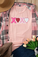 Load image into Gallery viewer, Pink Sequin Heart XOXO Patched Graphic Valentines T Shirt