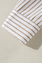 Load image into Gallery viewer, Khaki Stripe Long Sleeve Button Up Mini Shirt Dress