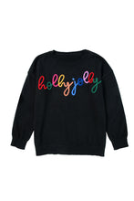 Load image into Gallery viewer, Black Holly Jolly Round Neck Casual Sweater