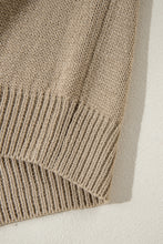 Load image into Gallery viewer, Dark Khaki Plus Size Big Flower Pattern High Neck Drop Shoulder Sweater