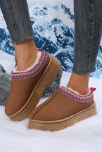 Cargar imagen en el visor de la galería, Chestnut Suede Contrast Print Plush Lined Snow Boots