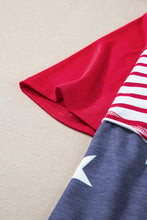 Load image into Gallery viewer, Fiery Red Stars and Stripes Print Drawstring Hooded T Shirt