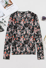 Load image into Gallery viewer, Black Floral Mesh Sheer Long Sleeve Top