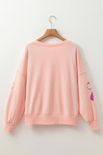 Load image into Gallery viewer, Apricot Pink Sequined Bowknot Drop Shoulder Oversized Sweatshirt