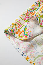 Load image into Gallery viewer, White Paisley Print Buttoned Knotted High Waist Midi Dress