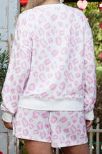 Load image into Gallery viewer, Pink Leopard Print Long Sleeve Top Plus Size Shorts Set