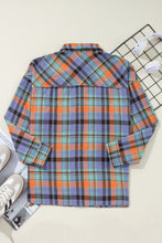 Load image into Gallery viewer, Orange Plus Size Plaid Print Buttoned Shirt