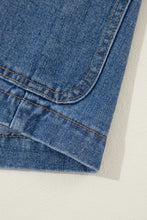 Load image into Gallery viewer, Sail Blue Side Pockets Lapel Collar Denim Jacket