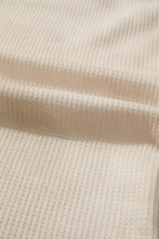 Load image into Gallery viewer, Beige Floral Patched Waffle Textured Colorblock V Neck Casual Hooded Top