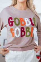 Load image into Gallery viewer, Dark Khaki GOBBLE Letter Graphic Thanksgiving Shift Sweatshirt