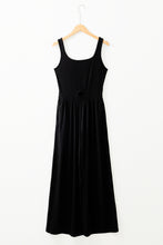 Cargar imagen en el visor de la galería, Black Peekaboo Wide Leg Square Neck Sleeveless Jumpsuit