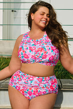 Cargar imagen en el visor de la galería, Rose Plus Size Floral Print Twisted High Waist Bikini Set