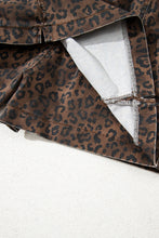 Load image into Gallery viewer, Brown Leopard Print Elastic Waist Drawstring Denim Skort