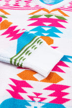 Load image into Gallery viewer, White Oversize Aztec Print High Low V Neck Sweater