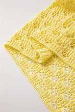 Load image into Gallery viewer, Yellow Pointelle Knit V Neck Sweater Cardigan