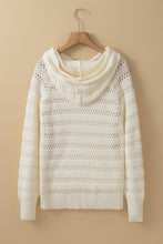 Load image into Gallery viewer, White Pointelle Knit Raglan Sleeve Hooded Sweater