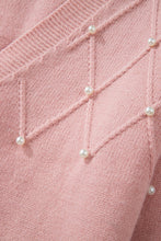 Load image into Gallery viewer, Sepia Rose Textured Knit Pearl Beaded Button Up Cardigan