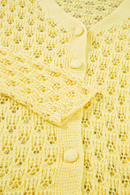 Load image into Gallery viewer, Yellow Pointelle Knit V Neck Sweater Cardigan
