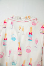 Cargar imagen en el visor de la galería, White Christmas Wine Glass Print Bow Knot Two Piece Pajama Set