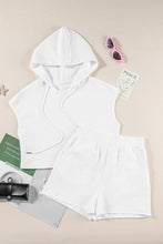 Load image into Gallery viewer, White Textured Cropped Hoodie and Shorts Set