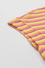 Load image into Gallery viewer, Yellow Stripe Rainbow Tee Tasseled String Wide Leg Pants Set