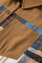 Load image into Gallery viewer, Khaki Plaid Patchwork Long Sleeve Shirt Mini Dress