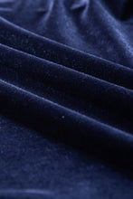 Load image into Gallery viewer, Navy Blue Solid Velvet Ruffled Two Piece Pants Set