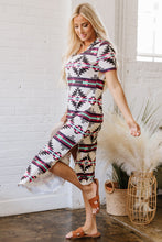 Load image into Gallery viewer, Beige Western Aztec Printed Long T-shirt Dress