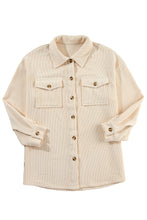 Load image into Gallery viewer, Oatmeal Corduroy Flap Pocket Button Up Shacket