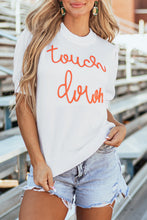 Load image into Gallery viewer, White Touchdown Tinsel Puff Short Sleeve Crew Neck Sweater