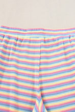 Cargar imagen en el visor de la galería, Pink Stripe Rainbow Tee Tasseled String Wide Leg Pants Set
