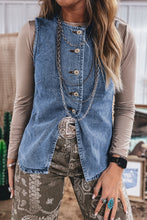 Cargar imagen en el visor de la galería, Myosotis Buttoned Front Slit Denim Vest