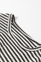 Load image into Gallery viewer, Black Stripe Round Neck Drop Shoulder Long Sleeve Top
