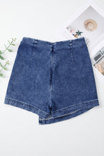 Cargar imagen en el visor de la galería, Sail Blue Acid Wash Asymmetric Twisted Wrapped Zipped Denim Skort