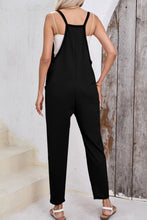 Load image into Gallery viewer, Black Side Pockets Harem Pants Sleeveless V Neck Jumpsuit